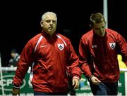 28 October 2013; Longford Town manager Tony Cousins, left. Airtricity League Promotion / Relegation Play-Off Final 1st Leg, Bray Wanderers v Longford Town, Carlisle Grounds, Bray, Co. Wicklow.  Picture credit: David Maher / SPORTSFILE