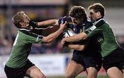 5 November 2004; John McWeeney, Leinster, in action against Paul Warwick, left, and Matt Mostyn, Connacht. Celtic League 2004-2005, Leinster v Connacht, Donnybrook, Dublin. Picture credit; Brian Lawless / SPORTSFILE