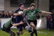 5 November 2004; Kieran Lewis, Leinster, in action against Michael Swift, left, and Matt Mostyn, Connacht. Celtic League 2004-2005, Leinster v Connacht, Donnybrook, Dublin. Picture credit; Brian Lawless / SPORTSFILE