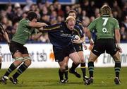 5 November 2004; Des Dillon, Leinster, in action against John Muldoon and Matt Lacey (7), Connacht. Celtic League 2004-2005, Leinster v Connacht, Donnybrook, Dublin. Picture credit; Brian Lawless / SPORTSFILE