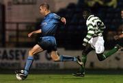 5 November 2004; Stephen Caffrey, Bohemians, in action against Mark Rutherford, Shamrock Rovers. eircom league, Premier Division, Shamrock Rovers v Bohemians, Tolka Park, Dublin. Picture credit; David Maher / SPORTSFILE