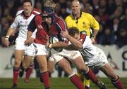 6 November 2004; Alan Quinlan, Munster, in action against Campbell Feather, Ulster. Celtic League 2004-2005, Ulster v Munster, Ravenhill, Belfast. Picture credit; Matt Browne / SPORTSFILE