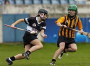 7 November 2004; Aoife Sheehan, Granagh-Ballingarry, in action against Deirdre Delaney, St. Lachtains Freshford. All-Ireland Senior Camogie Club Final, Granagh-Ballingarry v St. Lachtains Freshford, Parnell Park, Dublin. Picture credit; Brian Lawless / SPORTSFILE