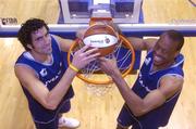 8 November 2004; Cedric Peoples, UCD, left and Paul Tonkovich, Roma St Vincents, at the annoucement that Basketball Ireland have signed a one year sponsorship deal with Nivea for Men as title sponsor of Men's superleague. National Basetball Arena, Tallaght, Dublin. Picture credit; Damien Eagers / SPORTSFILE