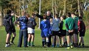 29 October 2013; Leinster CCRO Gerry McCleery with participants at a Leinster School of Excellence. Leinster School of Excellence on Tour in Skerries, Skerries RFC, Co. Dublin.  Picture credit: Barry Cregg / SPORTSFILE