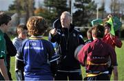 29 October 2013; Leinster CCRO Gerry McCleery with participants at a Leinster School of Excellence. Leinster School of Excellence on Tour in Skerries, Skerries RFC, Co. Dublin.  Picture credit: Barry Cregg / SPORTSFILE