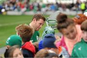 29 October 2013; Ireland's Darren Cave signs autographs following an Ireland Open Training Session ahead of their Guinness Series International game against Samoa, on Saturday 9 November. Aviva Stadium, Lansdowne Road, Dublin. Picture credit: Stephen McCarthy / SPORTSFILE