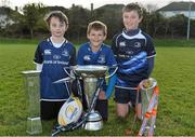 29 October 2013; Skerries RFC U-11 and U-12 players from left, Oisín McGirl, Jack Scannell and Gareth Horan and at a Leinster School of Excellence. Leinster School of Excellence on Tour in Skerries, Skerries RFC, Co. Dublin.  Picture credit: Barry Cregg / SPORTSFILE