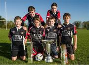 29 October 2013; Cill Dara RFC U-13 and U-14 players back row from left, Padraig Howard and Ruairi Clarke. Fron row from left, Ross Dooley, Ryan Neary, Ryan Curran and Luke O'Toole at a Leinster School of Excellence. Leinster School of Excellence on Tour in Cill Dara, Cill Dara Rugby Club, Co. Kildare.  Picture credit: Barry Cregg / SPORTSFILE