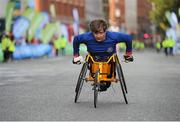 28 October 2013; Paul Hannon, from Keady, Co. Armagh, on his way to winning the wheelchair race during the Airtricity Dublin Marathon 2013. Nassau street, Dublin. Picture credit: Tomás Greally / SPORTSFILE
