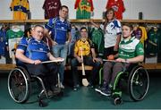 30 October 2013; The M. Donnelly Wheelchair Hurling Inter-Provinical was launched today by Uachtarán Chumann Lúthchleas Gael Liam Ó Néill in Croke Park. Pictured in attendance at the launch are, from left, Steven Casey, Munster, Clare hurler Colin Ryan Antrim hurler Neil McManus, Galway Camogie player Heather Cooney and Daniel Jordan, Leinster. M. Donnelly Interprovincial Wheelchair Hurling Launch, Croke Park, Dublin. Picture credit: Barry Cregg / SPORTSFILE