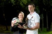 31 October 2013; Ciaran Kilduff, Cork City, is presented with the Airtricity / SWAI Player of the Month Award for October 2013 by Jillian Saunders, from Airtricity. Merrion Square, Dublin. Picture credit: Pat Murphy / SPORTSFILE
