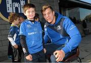 31 October 2013;  Jordi Murphy, Leinster with his cousin Thomas Murphy at a Leinster School of Excellence on tour in Blackrock College, Blackrock, Co. Dublin. Picture credit: Ramsey Cardy / SPORTSFILE