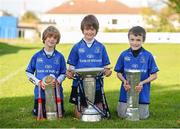 31 October 2013; Cousins Sam, Ben & Louis McDermott at a Leinster School of Excellence on tour in Blackrock College, Blackrock, Co. Dublin. Picture credit: Ramsey Cardy / SPORTSFILE