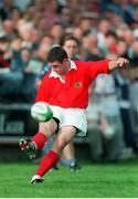 27 September 1997; Conor Burke, Munster, kicks a penalty. European Rugby Cup, Munster v Cardiff, Thomond Park, Limerick. Picture credit: Matt Browne / SPORTSFILE
