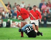 27 September 1997; Anthony Foley, Munster, in action against Phil Booth, Cardiff. European Rugby Cup, Munster v Cardiff, Thomond Park, Limerick. Picture credit: Matt Browne / SPORTSFILE