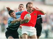 27 September 1997; Rhys Ellison, Munster, is tackled by Greg Kacala and Bob Ross, Cardiff. European Rugby Cup, Munster v Cardiff, Thomond Park, Limerick. Picture credit: Matt Browne / SPORTSFILE