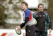 9 November 2004; Ronan O'Gara,left, and David Humphreys during Ireland rugby squad training. Terenure Rugby Club, Dublin. Picture credit; Matt Browne / SPORTSFILE