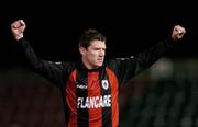 9 November 2004; Alan Murphy, Longford Town, celebrates after team-mate John Martin had scored his sides first goal. eircom league, Premier Division, Longford Town v Dublin City, Flancare Park, Longford. Picture credit; David Maher / SPORTSFILE