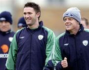 15 November 2004; Republic of Ireland's Robbie Keane, left, in jovial mood with team-mate Damien Duff during squad training. Malahide FC, Malahide, Co. Dublin. Picture credit; David Maher / SPORTSFILE