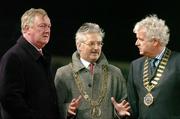 16 November 2004; Minister for Arts, Tourism and Sport, Mr John O'Donoghue T.D, left, with Councillor Michael Conaughton, centre, and Milo Corcoran, President of the Football Aassociation of Ireland, before the start of the game. International Friendly, Republic of Ireland v Croatia, Lansdowne Road, Dublin. Picture credit; David Maher / SPORTSFILE