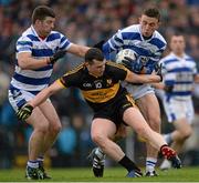 3 November 2013; Mark Collins, right, and Liam Collins, Castlehaven, in action against Alan O'Sullivan, Dr. Crokes. AIB Munster Senior Club Football Championship, Quarter-Final, Dr. Crokes, Kerry, v Castlehaven, Cork. Dr. Crokes GAA Club, Lewis Road, Killarney, Co. Kerry. Picture credit: Stephen McCarthy / SPORTSFILE