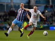 3 November 2013; Alan Keane, Sligo Rovers, in action against Alan Byrne, Drogheda United. FAI Ford Cup Final, Drogheda United v Sligo Rovers, Aviva Stadium, Lansdowne Road, Dublin. Picture credit: David Maher / SPORTSFILE