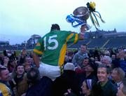 7 November 2004; South Kerry captain Maurice Fitzgerald, with the Bishop Moynihan cup, is held aloft after victory over Laune Rangers. Kerry County Senior Football Final, Laune Rangers v South Kerry, Fitzgerald Stadium, Killarney, Co. Kerry. Picture credit; Brendan Moran / SPORTSFILE