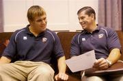 18 November 2004; USA Eagles coachTom Billips, right, with his captain Kort Schubert, before the press conference to announce their team to play Ireland. Crowne Plaza Hotel, Dublin. Picture credit; Damien Eagers / SPORTSFILE