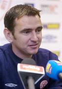 18 November 2004; Shelbourne manager Pat Fenlon at a press conference in advance of  their crucial eircom League game against St. Patrick's Athletic. Tolka Park, Dublin. Picture credit; Damien Eagers / SPORTSFILE