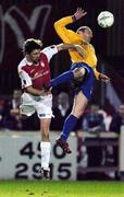 19 November 2004; Darragh Maguire, St. Patrick's Athletic, in action against Jason Byrne, Shelbourne. eircom league, Premier Division, St. Patrick's Athletic v Shelbourne, Richmond Park, Dublin. Picture credit; David Maher / SPORTSFILE