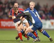 19 November 2004; Shaun Payne, Munster, in action against Ross Forde, The Borders. Celtic League 2004-2005, Munster v The Borders, Musgrave Park, Cork. Picture credit; Pat Murphy / SPORTSFILE
