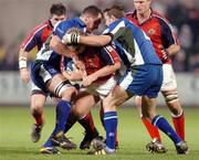 19 November 2004; Frank Roche, Munster, in action against Mark Blair, right, and Paul Thompson, The Borders. Celtic League 2004-2005, Munster v The Borders, Musgrave Park, Cork. Picture credit; Pat Murphy / SPORTSFILE