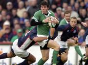 20 November 2004; Shane Horgan, Ireland, is tackled by Salesi Sika, USA. Rugby International, Ireland v USA, Lansdowne Road, Dublin. Picture credit; Matt Browne / SPORTSFILE