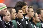 20 November 2004; Denis Leamy, Ireland, fourth from left,  pictured in the team lineup before the start of the game against the USA. Rugby International, Ireland v USA, Lansdowne Road, Dublin. Picture credit; Matt Browne / SPORTSFILE