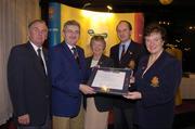 19 November 2004; Roisin O'Doherty, Lady Captain, right,  Frank Gleeson, Captain, Elm Park Golf Club, who were presented with the AIB All-Ireland Enviornment Award by Albert Lee, left, President, GUI, Ita  Butler, President, ILGU, and Billy Andrews, General Manager, AIB, at the 2004 AIB Golf Club of the Year Awards. AIB Bankcentre, Ballsbridge, Dublin. Picture credit; Ray McManus / SPORTSFILE