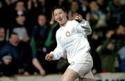 20 November 2004; Shane Bradley, Finn Harps, celebrates after scoring his sides first goal. eircom league, First Division, Finn Harps v Dundalk, Finn Park, Ballybofey, Co. Donegal. Picture credit; David Maher / SPORTSFILE