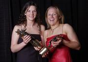 20 November 2004; Mayo players Helena Lohan, left, and Claire Egan with their Ladies Football All-Star awards at the O'Neills / TG4 Ladies Football All-Stars. Citywest, Dublin. Picture credit; Brendan Moran / SPORTSFILE