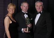 20 November 2004; Mick Fitzgerald of Kerry receives the Hall of Fame award from An Taoiseach Bertie Ahern TD, and President of the Ladies Football Association Geraldine Giles at the O'Neills / TG4 Ladies Football All-Stars. Citywest, Dublin. Picture credit; Brendan Moran / SPORTSFILE