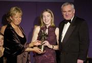 20 November 2004; Geraldine O'Shea, Kerry, receives her Ladies Football All-Star award from An Taoiseach Bertie Ahern T.D. and President of the Ladies Football Association Geraldine Giles at the O'Neills / TG4 Ladies Football All-Stars. Citywest, Dublin. Picture credit; Pat Murphy / SPORTSFILE