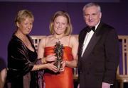 20 November 2004; Claire Egan, Mayo, receives her Ladies Football All-Star award from An Taoiseach Bertie Ahern T.D. and President of the Ladies Football Association Geraldine Giles at the O'Neills / TG4 Ladies Football All-Stars. Citywest, Dublin. Picture credit; Pat Murphy / SPORTSFILE