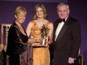 20 November 2004; Annette Clarke, Galway, receives her Ladies Football All-Star award from An Taoiseach Bertie Ahern T.D. and President of the Ladies Football Association Geraldine Giles at the O'Neills / TG4 Ladies Football All-Stars. Citywest, Dublin. Picture credit; Pat Murphy / SPORTSFILE