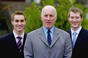 17 November 2004; Dublin footballers Paul Griffin, left, and Liam O'hEineachain, right, with UCD's Director of Sport Brian Mullins at the announcement of the UCD Sports Scholarship Awards for 2004/2005. UCD, Dublin. Picture credit; Brian Lawless / SPORTSFILE