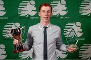2 November 2013; Aaron O'Brien, Limerick TC, who received the National Championships Aquathlon First Overall Male award at the Triathlon Ireland Awards Dinner 2013, sponsored by Vodafone, in the Aviva Stadium, Lansdowne Road, Dublin. Photo by Sportsfile