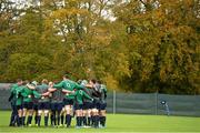 5 November 2013; The Ireland squad gather together in a huddle during squad training ahead of their Guinness Series International match against Samoa on Saturday. Ireland Rugby Squad Training, Carton House, Maynooth, Co. Kildare. Picture credit: Brendan Moran / SPORTSFILE
