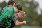 5 November 2013; Ireland's Rory Best, Declan Fitzpatrick and Cian Healy pack down during squad training ahead of their Guinness Series International match against Samoa on Saturday. Ireland Rugby Squad Training, Carton House, Maynooth, Co. Kildare. Picture credit: Brendan Moran / SPORTSFILE