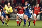 19 November 2004; Mike Mullins, Munster, in action against Tom McGee, The Borders. Celtic League 2004-2005, Munster v The Borders, Musgrave Park, Cork. Picture credit; Pat Murphy / SPORTSFILE