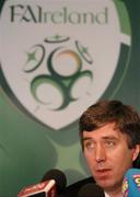 26 November 2004; John Delaney, FAI new interim Chief Executive Officer, speaking during an FAI Press Conference. Jury's Hotel, Ballsbridge, Dublin. Picture credit; David Maher / SPORTSFILE