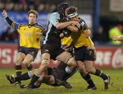26 November 2004; David Blaney, Leinster, in action against Dan Turner and Andy Hall, Glasgow Rugby. Celtic League 2004-2005, Leinster v Glasgow Rugby, Donnybrook, Dublin. Picture credit; Matt Browne / SPORTSFILE