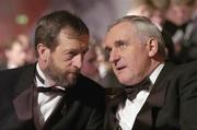 26 November 2004; President of the GAA Sean kelly in conversation with An Taoiseach Bertie Ahern TD at the 2004 Vodafone GAA All-Star Awards. Citywest, Dublin. Picture credit; Ray McManus / SPORTSFILE